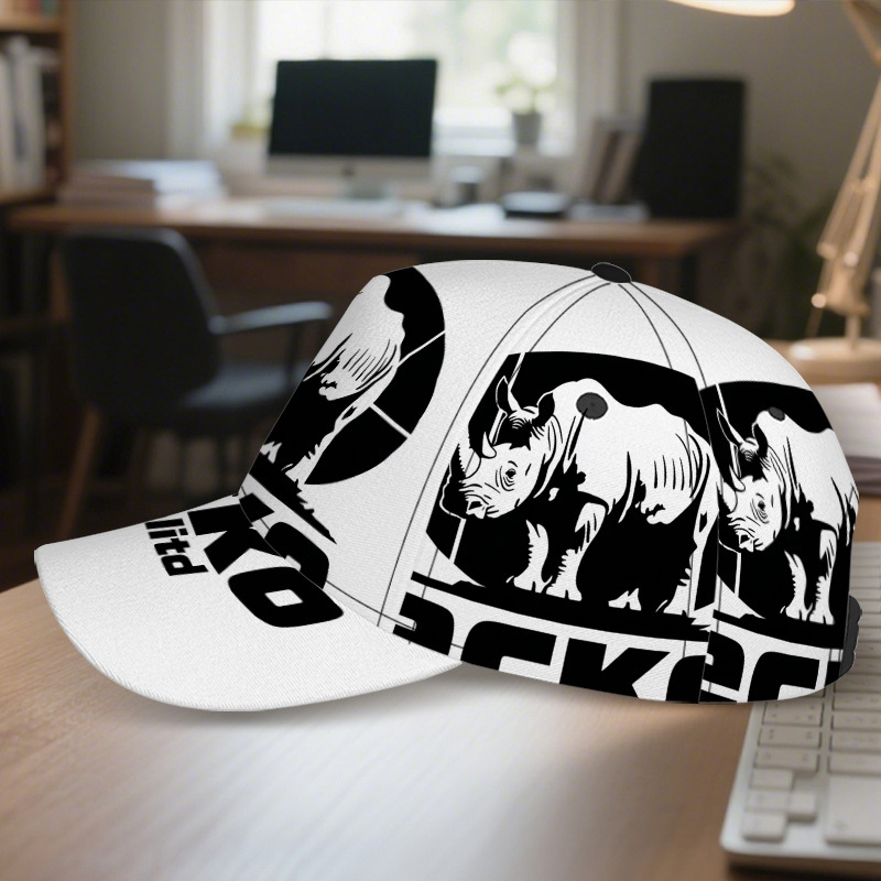 TEMU Men's Adjustable Snapback Featuring A Black-and-white Graphic, Made From. Ideal For Street Style, Athletic Activities, And Stylish Casual Wear.
