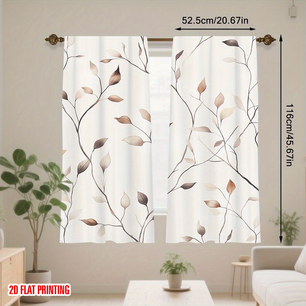 TEMU Tende Piatte 2D, 2 Pezzi con Stampa Foglie Delicate, Pannelli Decorativi per Interni per Spazi Abitativi Quotidiani, 2D Piatto