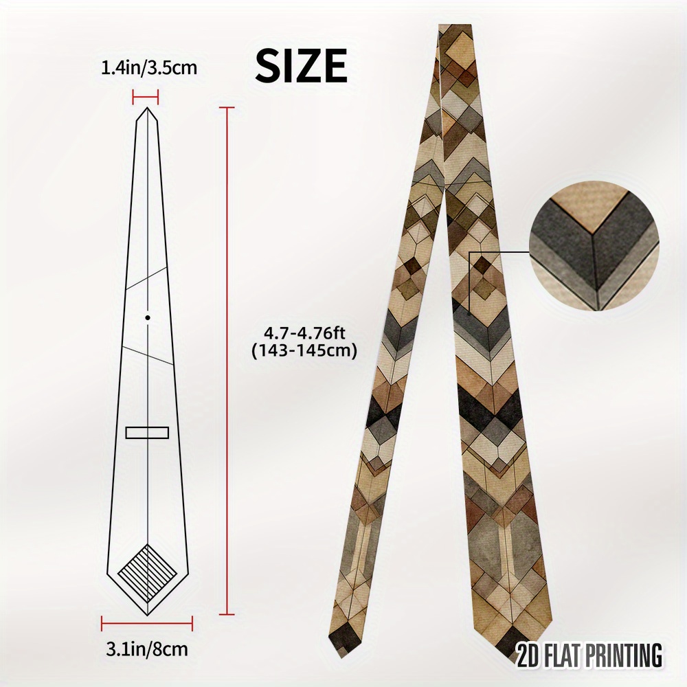 TEMU 1pc Of A Geometric Diamond Arrow Stacked Tie â Colorful And Fashionable, Perfect For Gifting On Birthdays, Weddings, Or Other