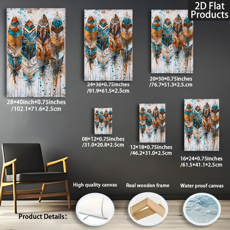TEMU 2d Flat, 2d Flat, 2d Flat 1pc 2d Frame Canvas Wall Art Poster, Featuring Artistic Tribal For Decoration In Classrooms, Living Rooms, Bedrooms,