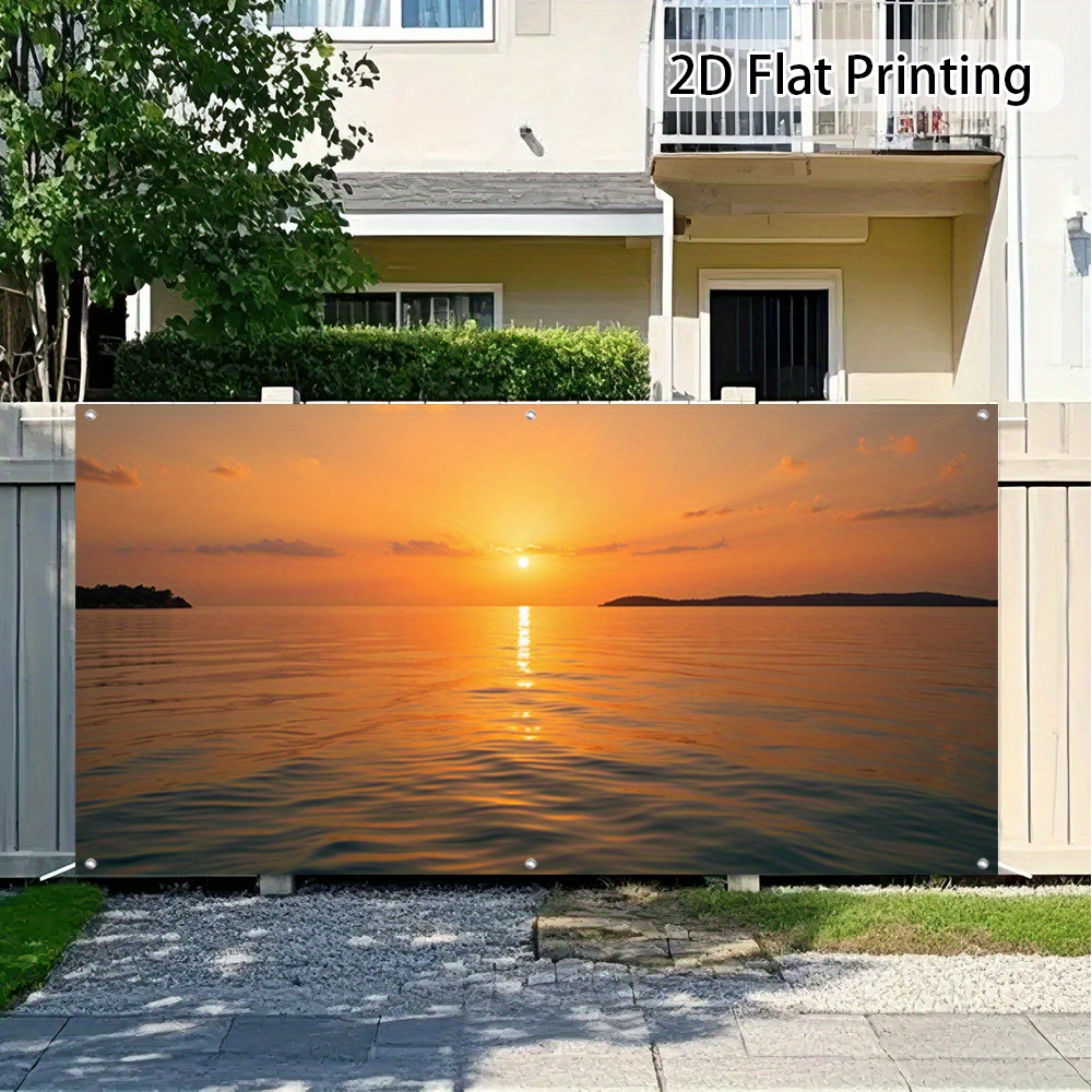 2D Flat, 2D Door Banner, 1pc Garage Door Banner -   Design with Golden &   Scene - Garage, Patio, Event Decoration - No Electricity Needed - Easy-to-Install Outdoor Decoration for Home, Parties, Beach Houses - Coastal Decor, 2D Flat