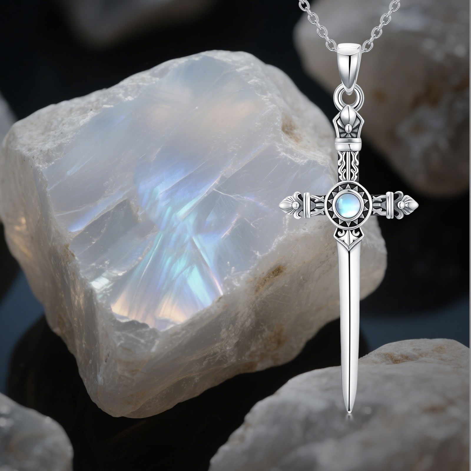 Sword Necklace 925 Sterling Silver Simulated   Sword Pendant Jewelry Gifts for Women, Fashion Statement, Special Occasion Gift, Stylish Design, Elegant Pendant, Handcrafted Pendant, Statement Piece, Gift  , Fashion Enthusiasts