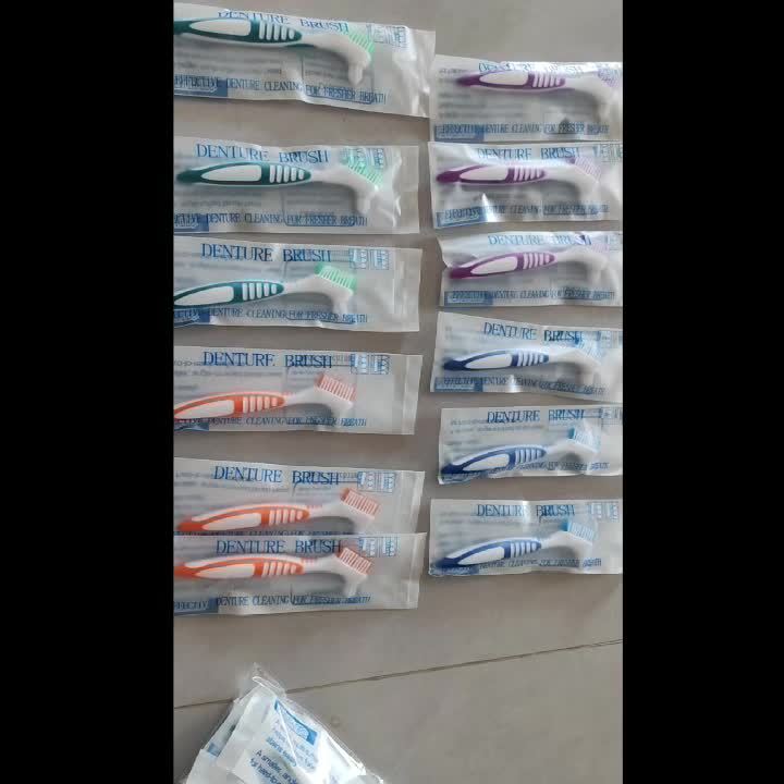 12pcs Portable Denture Brushes with Multi-Layer Nylon Bristles