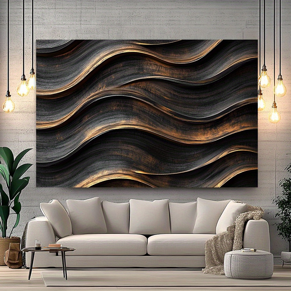 1pc Black Bohemian Abstract Wood Grain Wave Photography Backdrop - Elegant Polyester Fabric with Golden Accents, Perfect for Weddings, Birthdays, Anniversaries, Home & Garden Decor, All-Season Event Space Decoration
