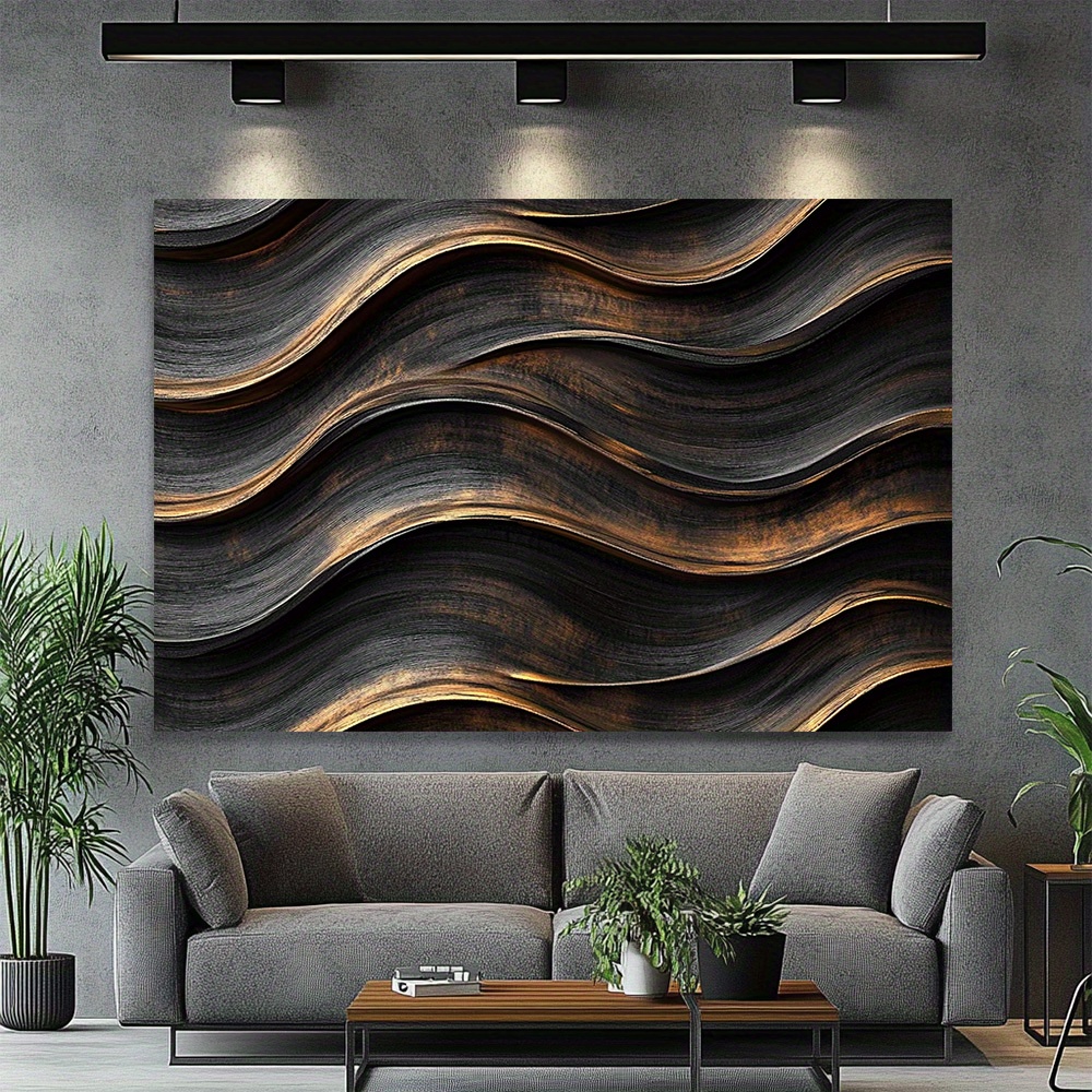 1pc Black Bohemian Abstract Wood Grain Wave Photography Backdrop - Elegant Polyester Fabric with Golden Accents, Perfect for Weddings, Birthdays, Anniversaries, Home & Garden Decor, All-Season Event Space Decoration