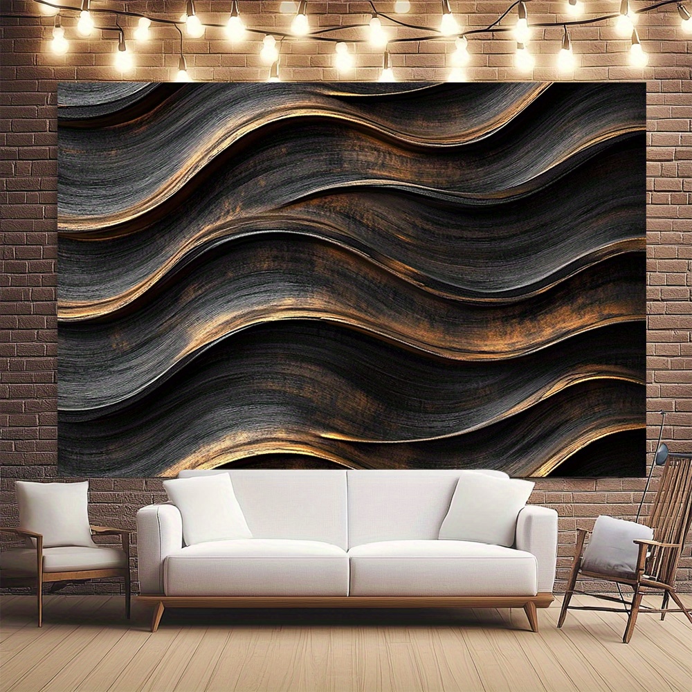 1pc Black Bohemian Abstract Wood Grain Wave Photography Backdrop - Elegant Polyester Fabric with Golden Accents, Perfect for Weddings, Birthdays, Anniversaries, Home & Garden Decor, All-Season Event Space Decoration