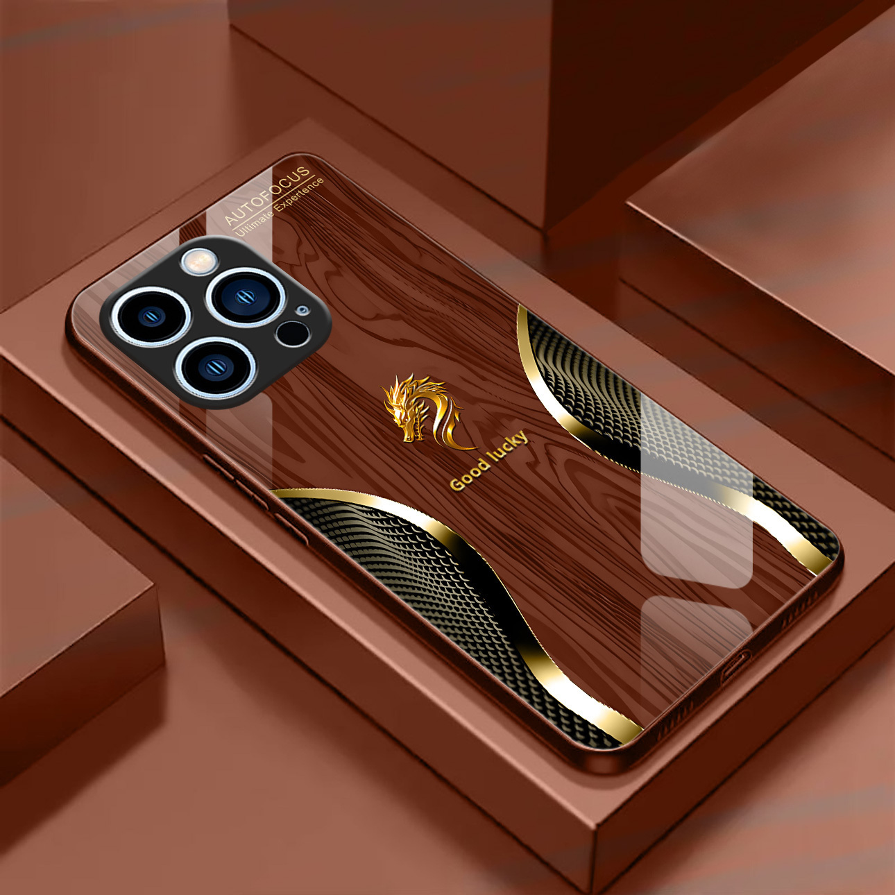 wood grain design tempered glass phone case for iphone x 11 12 13   plus pro and promax with camera protection anti fingerprint technology and a sleek and stylish look