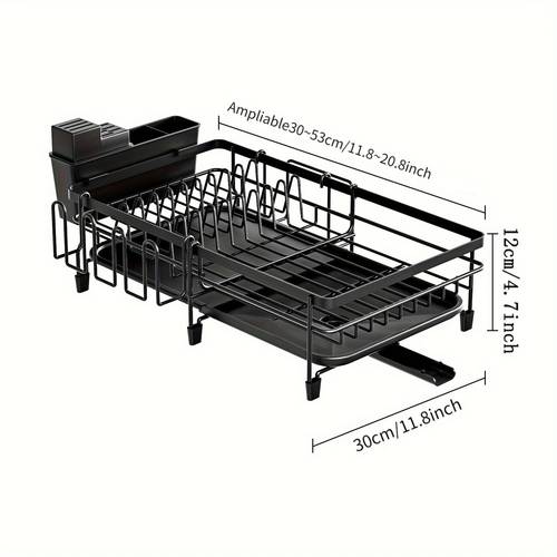 1 , escurridor de platos, escurridor de platos retráctil multifuncional a prueba de , escurridor de utensilios con tabla de cortar, tabla de escurrido y soporte para tazas con línea de , organizador de almacenamiento para encimera de cocina, adiciones de cocina
