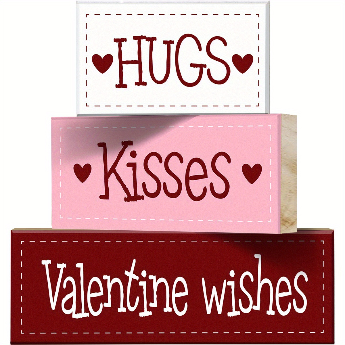 TEMU 3pcs Valentine's Day Wooden Block Decor, Love Mini Desktop Decoration Wedding Tiered Tray Decor For Bedroom Living Room Kitchen Party Decor Valentine's Day Decoration