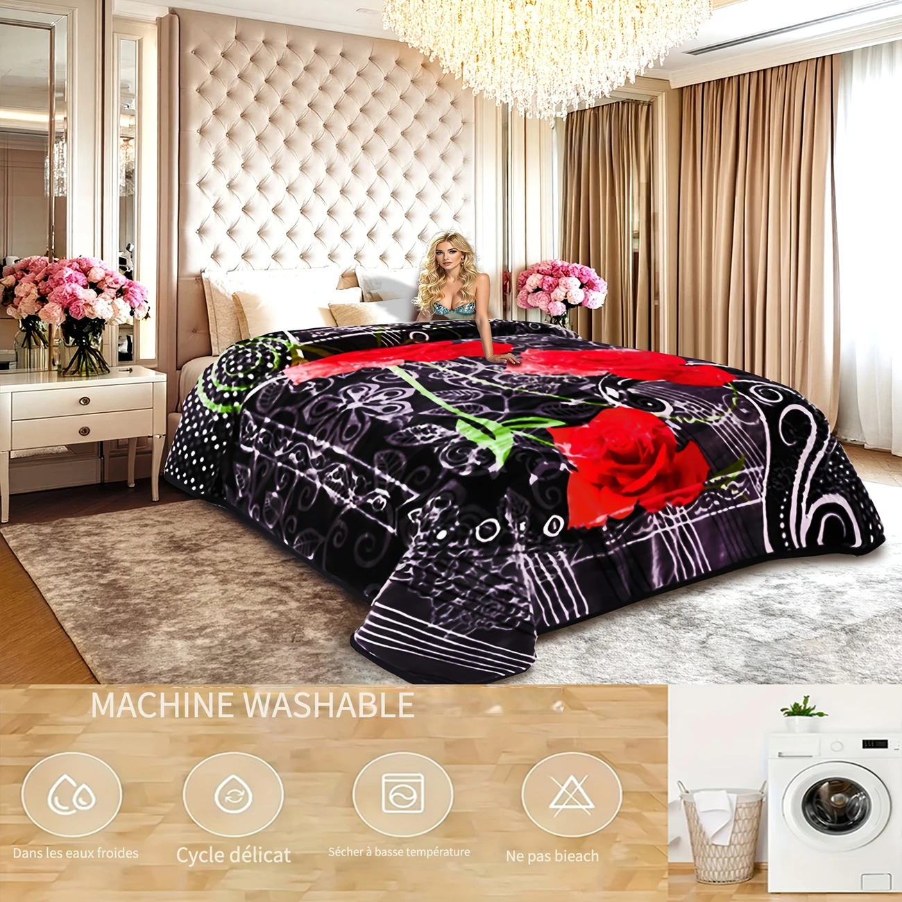 french style premium mink fur blanket 2 ply ultra friendly plush sherpa material for bed sofa rv gift packaging that can storage birthday gift gift for friends wedding gift spring gift details 7