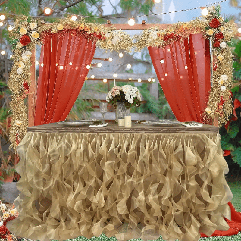 TEMU 6ft Organza Table Skirt For Rectangle&round Tables-tulle Table Skirt Decorations, Ruffle Tablecloth For Wedding Bridal Shower Birthday Party Decorations,for Party Table Centerpiece