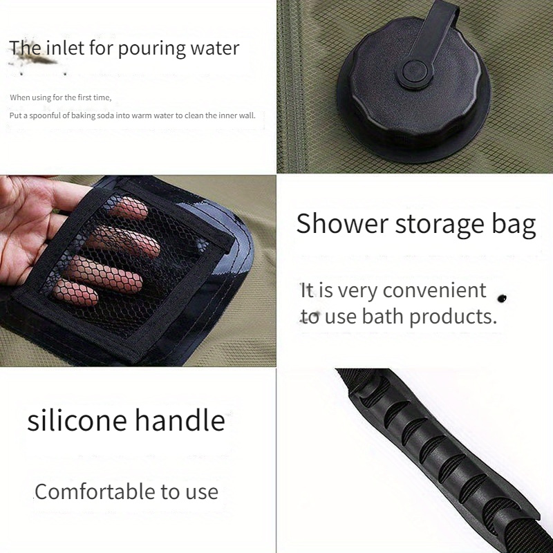 10.57gal Portable Outdoor Camping Shower Bag, PVC Waterproof Bath Bag with Handle, Shower Hose and Drain Valve for Camping, Hiking, Travel
