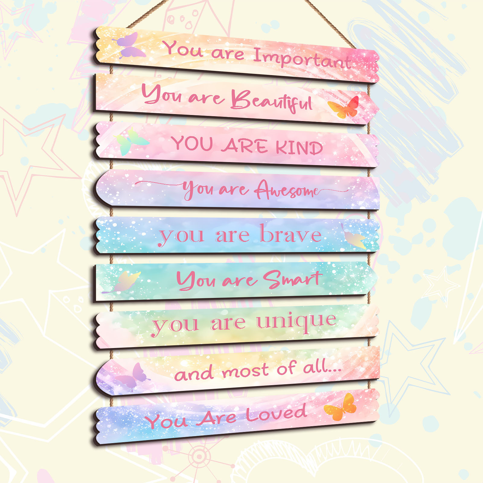 TEMU 1set Wooden Hanging Board Inspirational Quote Wall Decoration, Theme Bedroom Wall Decoration, Spring And Hanging Decoration Holiday Gift,