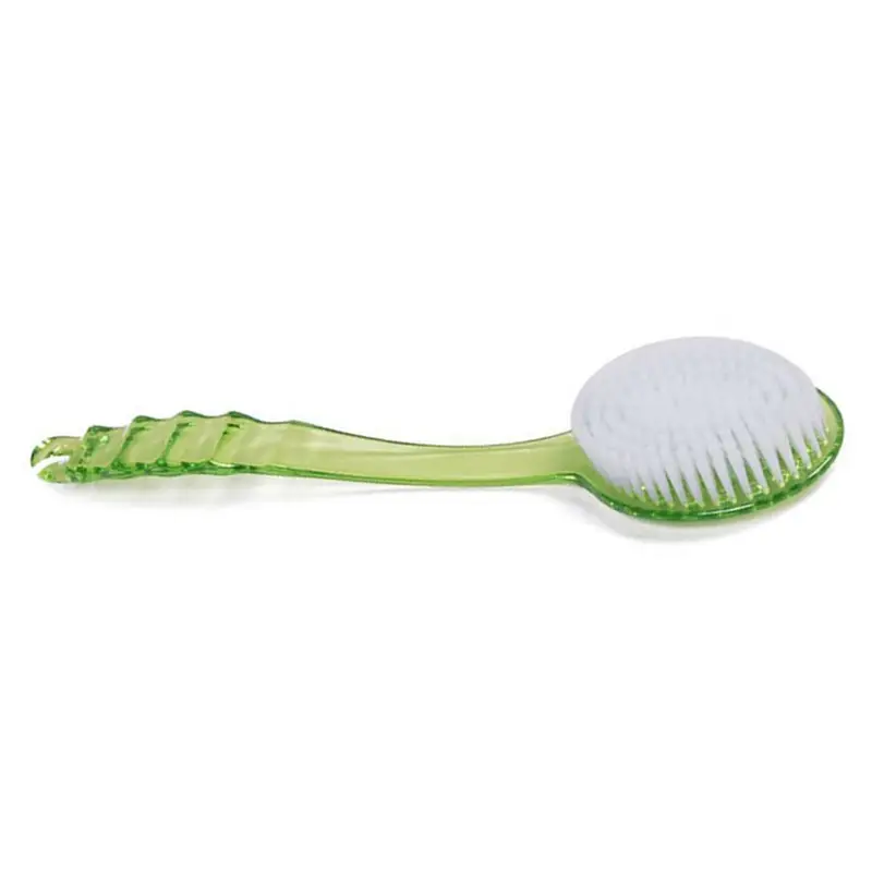 1pc long handle bath shower brush with exfoliating bristles green ergonomic body massager durable bristles for deep cleansing light beige scrub shower bath use manual operation no electricity bathroom kitchen Product details 4