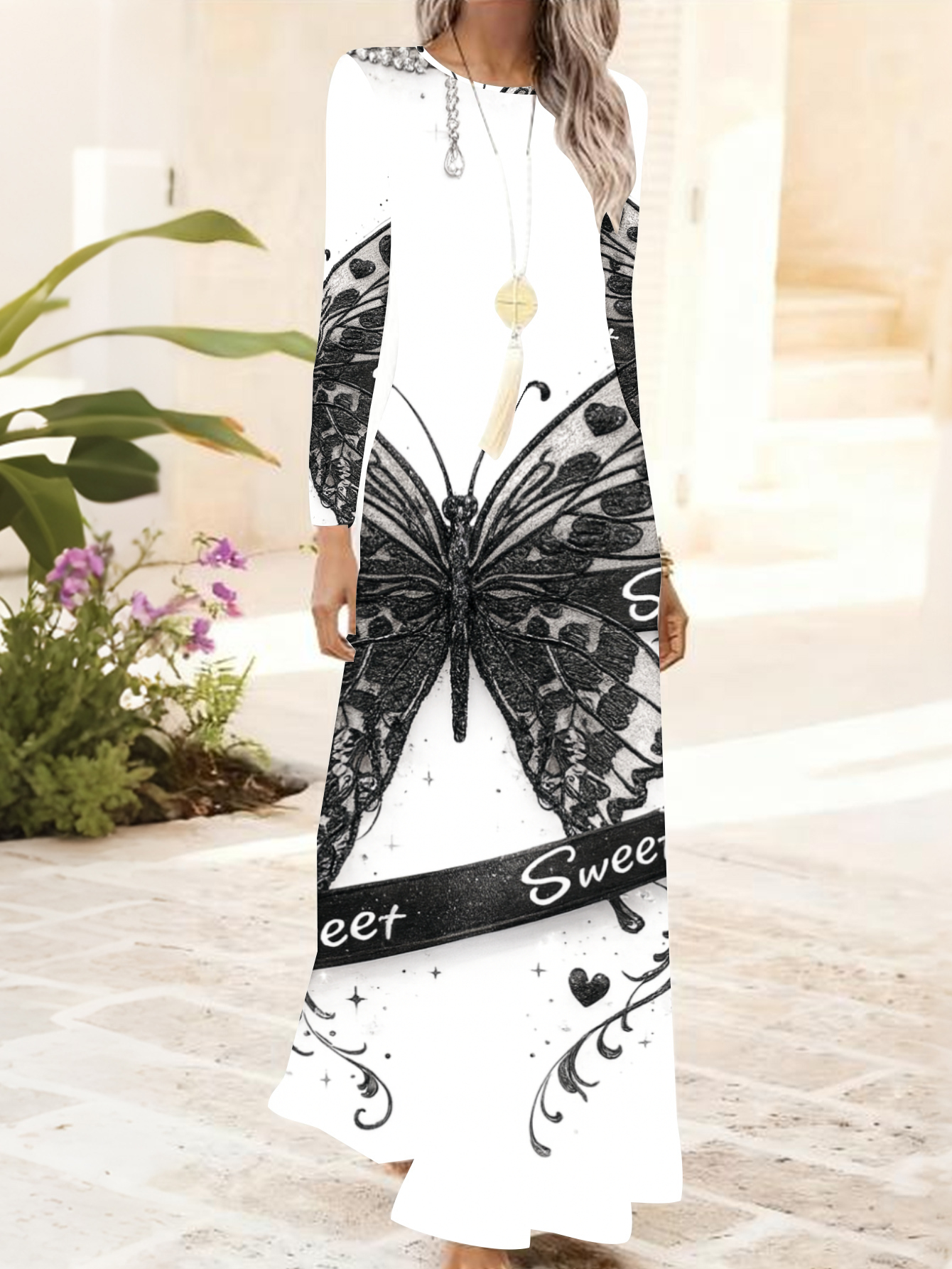 black dress loafers women's Butterfly Black & White Dress – The Mimi Boutique