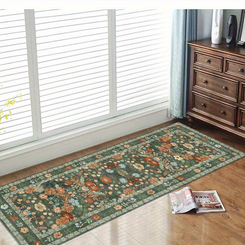 TEMU A Velvet Long Runner Rug, A Washable Hallway Runner Rug, The Rectangular Rug Is Covered With Vintage, Bohemian, And Minimalist Frames, Soft For