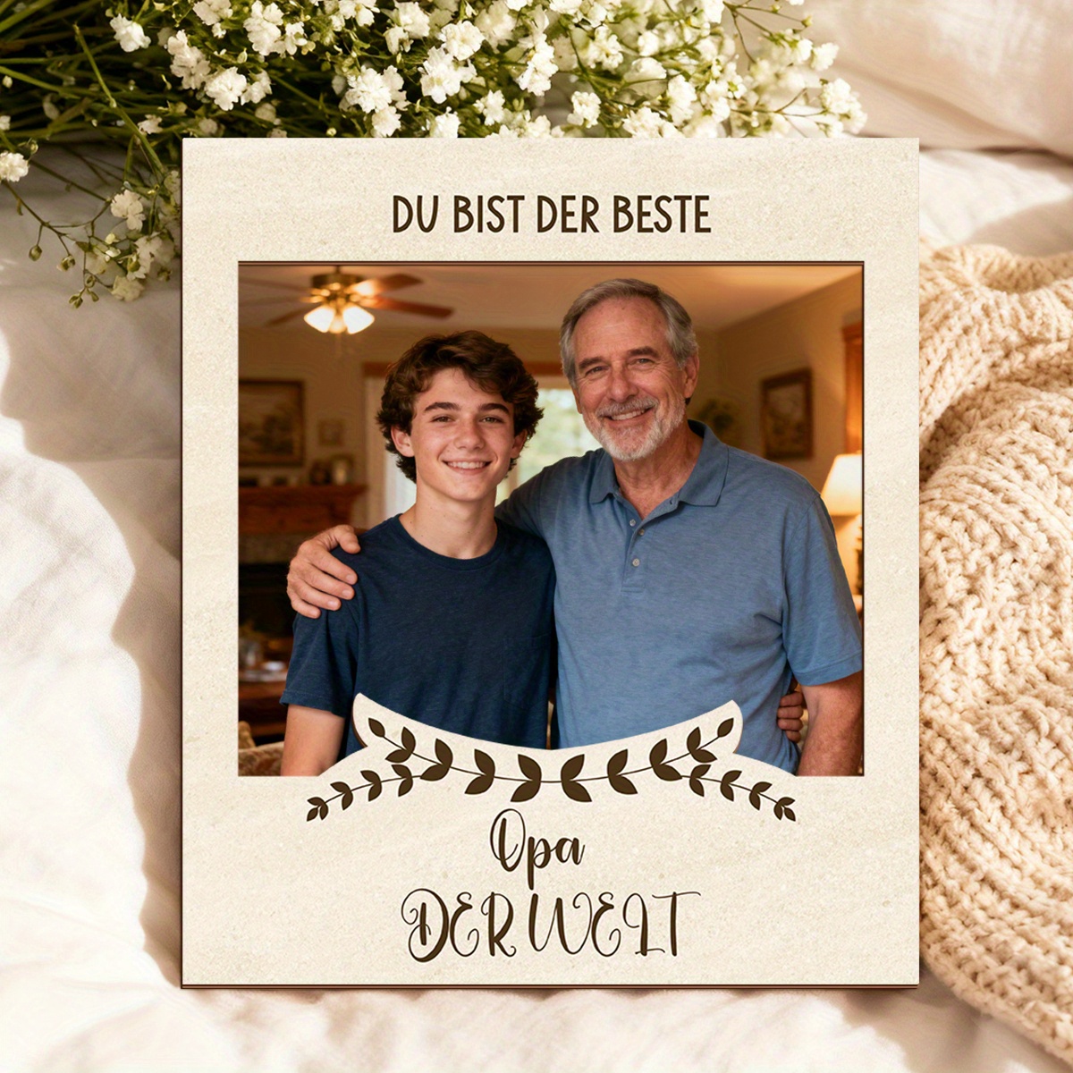 Image of 1pc Wooden Photo Frame, You Are Grandfather, Can Share Your Photos, Perfect For Daily Life, Christmas, New Year, Birthday Home Decoration, Suitable For To Use Desktop Wooden Photo Frame