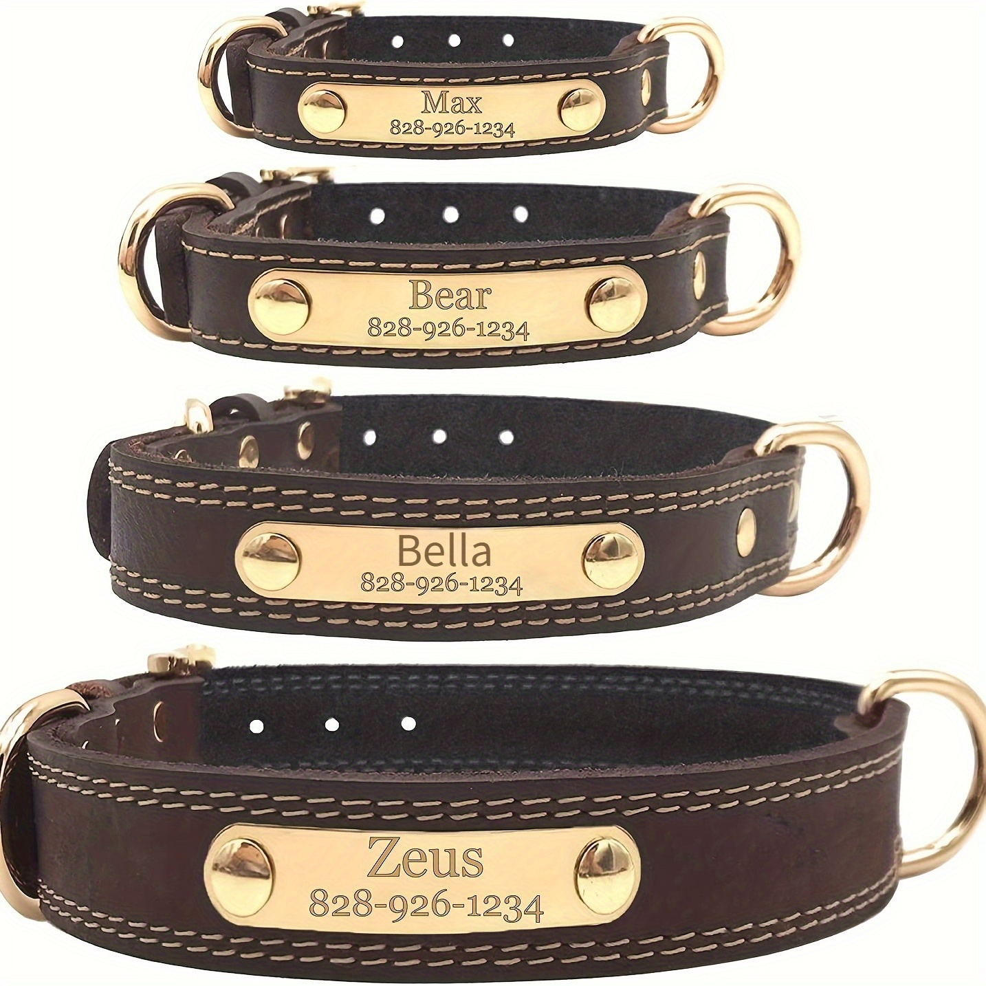 Haustier-Halsband Personalisierbar – Aus Weichem Leder Mit Diamant-Design, Verstellbar 21–27 Cm, Inkl. Gravur