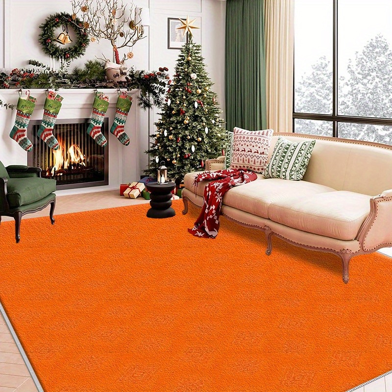 1pc orange geometric pattern mat lightweight and washable easy to clean suitable for summer and autumn use polyester material   used in living room bedroom dining room outdoor garden patio decoration carpet