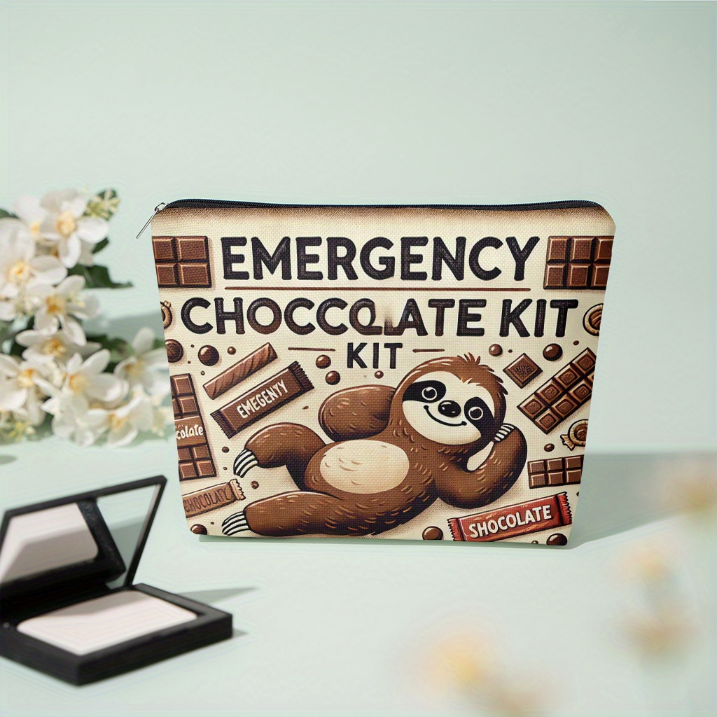 TEMU 1 Trousse de maquillage, Kit d'urgence Chocolat, Fermeture à glissière, Unisexe, Organisateur de voyage multifonctionnel/Usage , Légère et