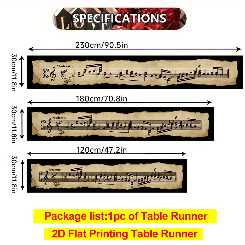 TEMU 1pc Of 2d Tablecloth Featuring Classical Music Notes, Suitable For Dining Rooms, Coffee Tables, Or Dining Tables, Tv Cabinets, And Decorations