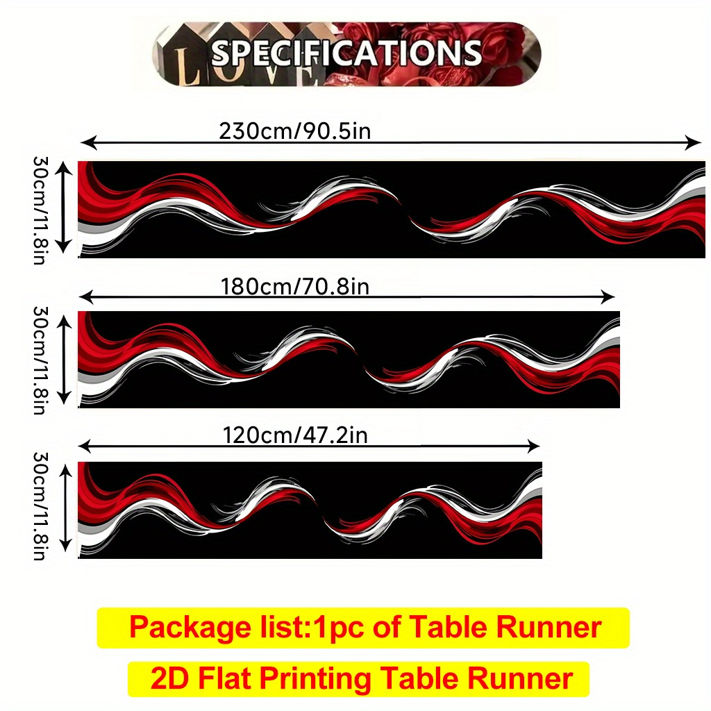 Image of 2d Flat Printing Table Runner 1pc, Stylish Flowing Polyester Table Runner Suitable For Restaurant, Coffee Or Dining Tables, Tv Stands, Festival & Decorative Tablecloth, Easy To Clean
