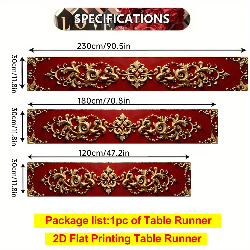 TEMU A 2d Tablecloth Featuring A Golden Patterned , Made Of Polyester, Suitable For Dining Rooms, Coffee Tables, Or Dining Tables, Tv Cabinets, And