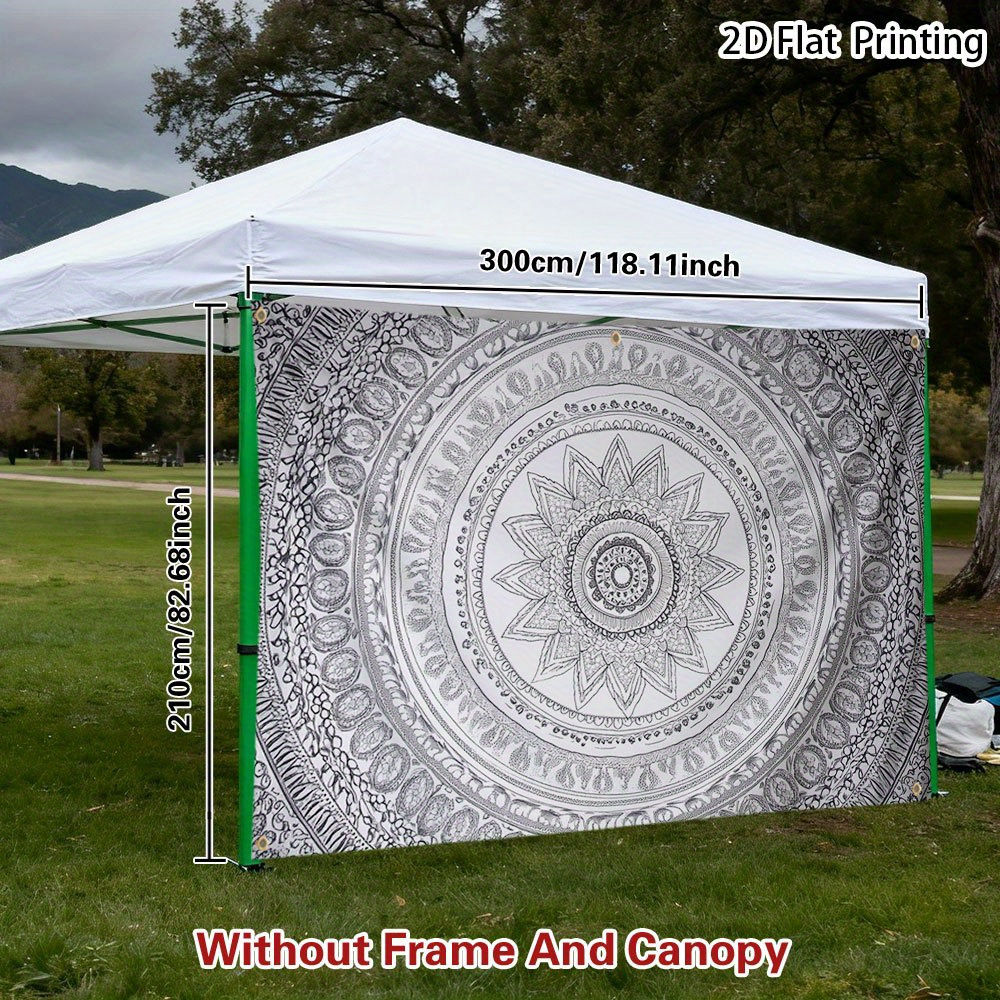 TEMU Outdoor Sunshelter 1pc 2d Printed Outdoor Privacy For Tent - Mandala Floral Rv Camping, Road Trip Camping Decorative Curtain, Multi-use Sunshade