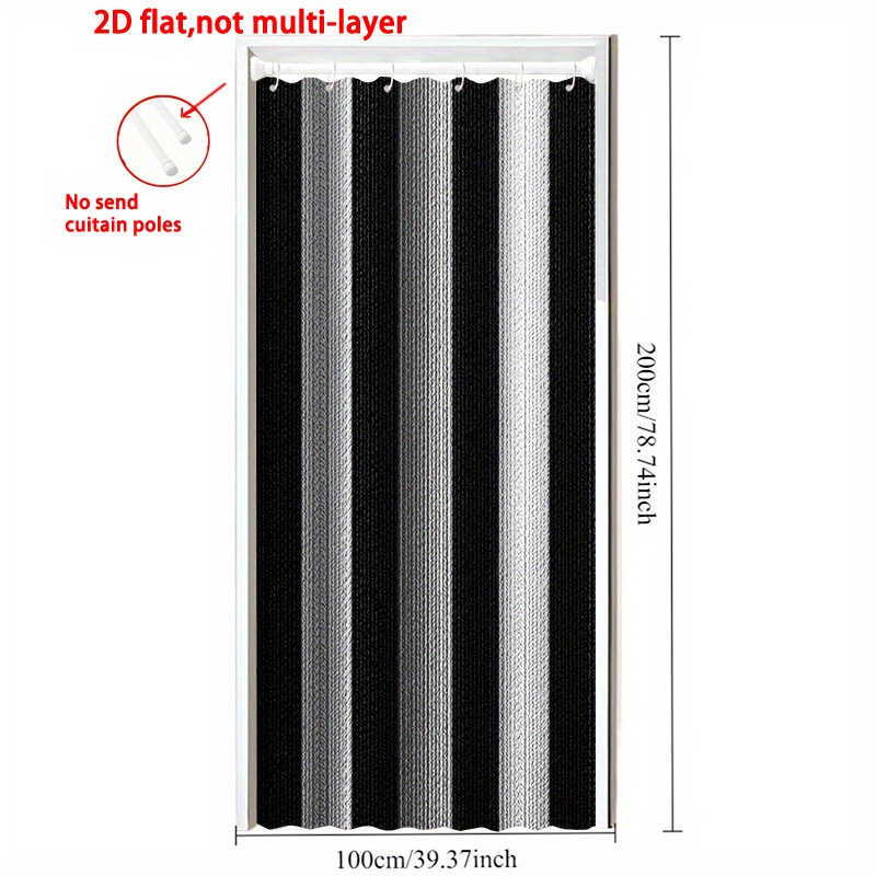 TEMU Modern Vertical Stripe Door Curtains Suitable For Living Room, Bedroom - Black & White Vertical Stripes Window Panels, Machine Washable Fabric