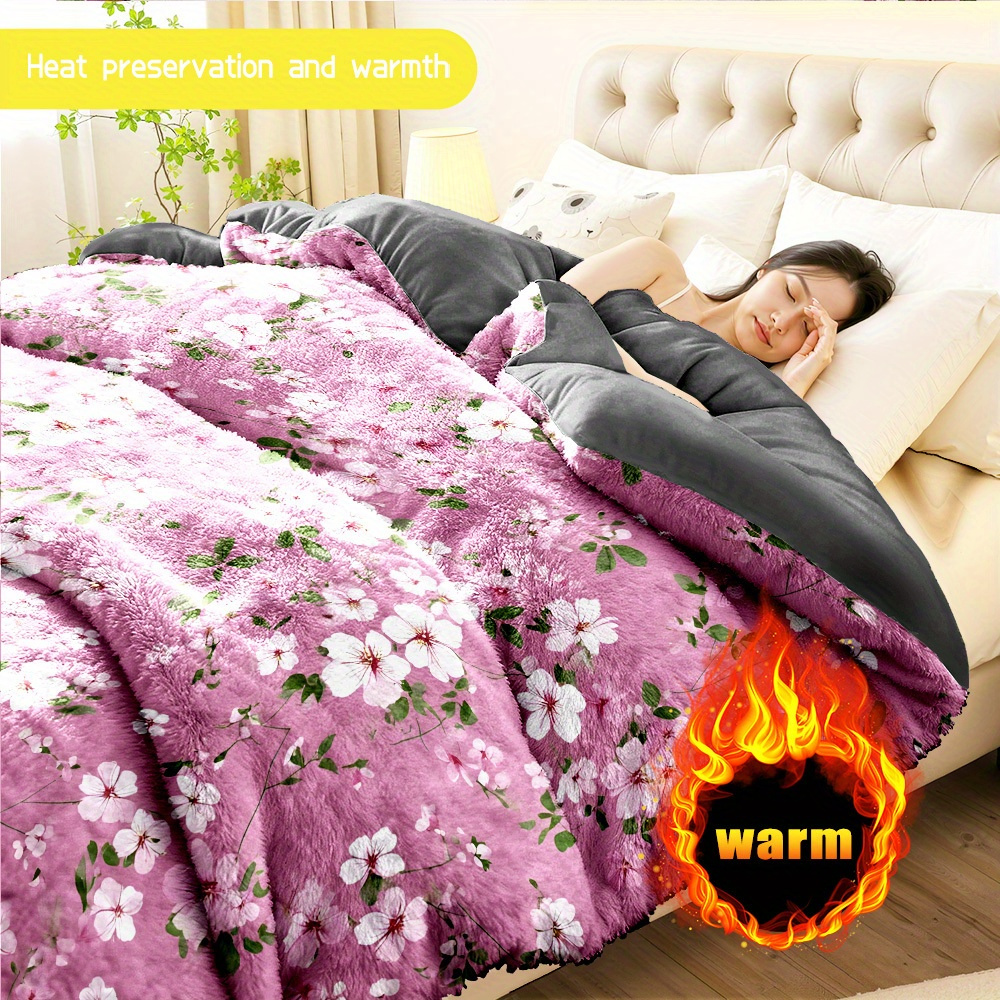 3pcs Set (1 Comforter + 2 Pillow Covers) Milk Velvet Comforter Collection, Soft And Comfortable Warm Bedding Collection, Stylish Milk Fleece Quilt Collection, Perfect Bedding Basics with Floral Design