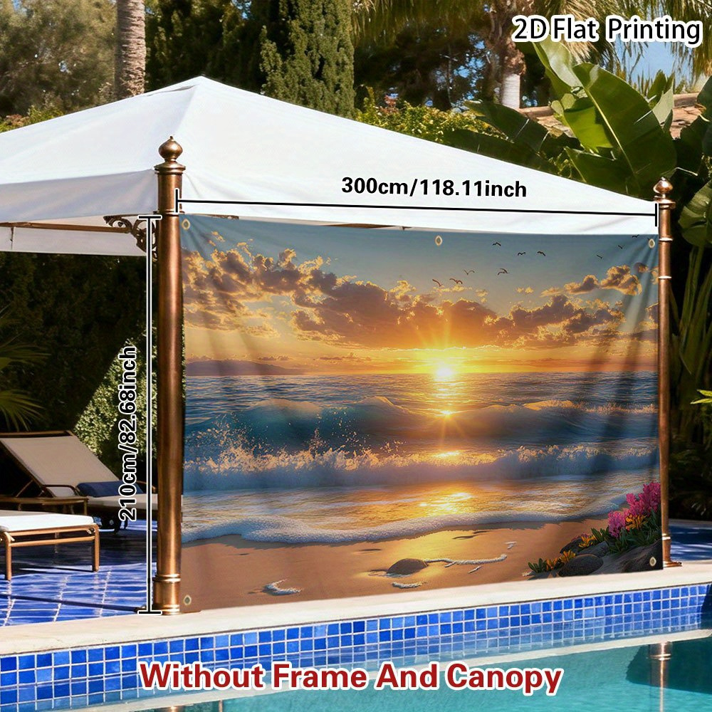 E-shop Outdoor-Sonnenschutz 1 Stück 2D-bedruckte Outdoor-Privatsphäre-Seitenwand für Zelte – Sonnenuntergang über Ozeanwellen RV-Camping,
