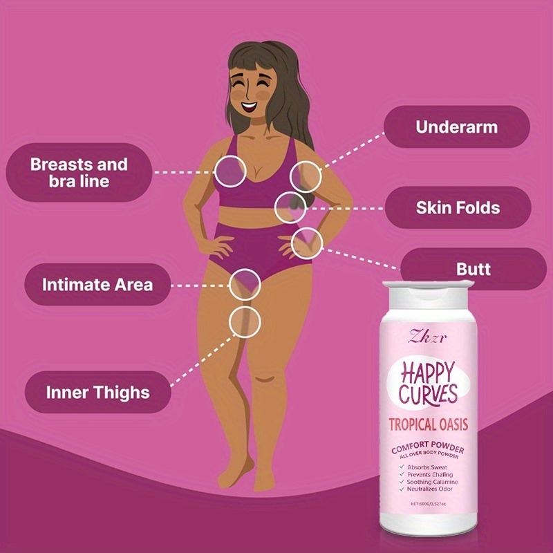 ZKZR Body Powder, Absorbs Sweat and Prevents Odor, Suitable for All Skin Types and Gender, 100g, for Oily Skin - J
