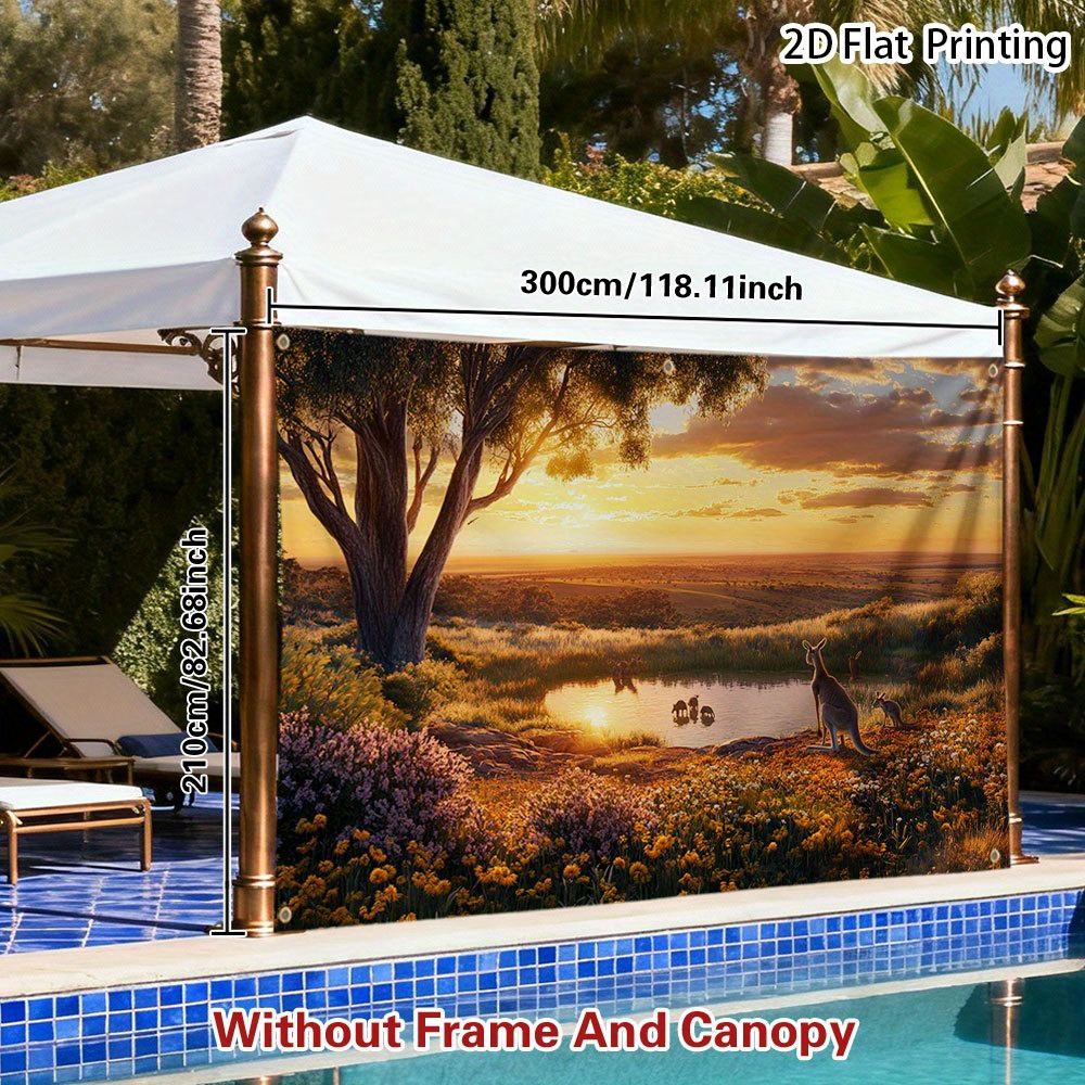 TEMU 1-panel Outdoor Sun Shelter - Australian Wildlife Prints (/tasmanian Devils) For Rv Camping, Tents & Events - Easy Setup , Fits Standard