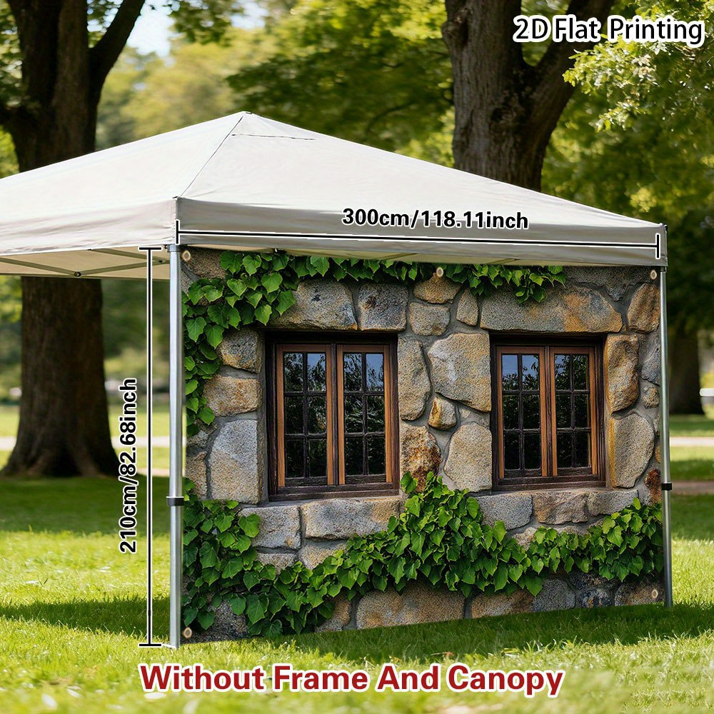 E-shop Outdoor-Sonnenschutz 1 Stück 2D bedruckte Seitenwand Sonnenschutz – Rustikale mit Efeu für Wohnmobil-Camping, -Camping-Dekor, Multifunktionales
