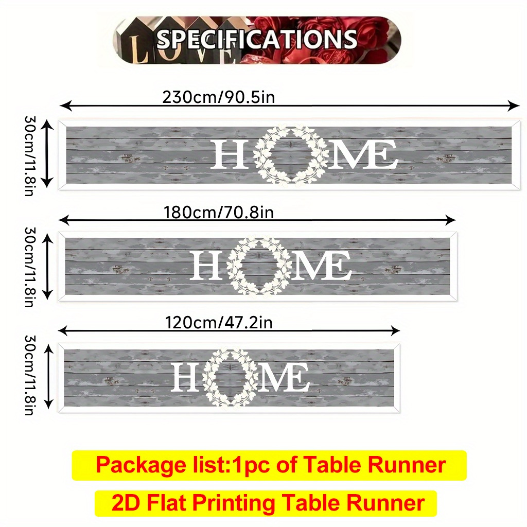 E-shop 2D Flachdruck Tischläufer ., Warmes Design für Zuhause, Tischläufer aus Polyester, geeignet für Restaurant, Kaffee- oder Esstische, TV-Ständer,