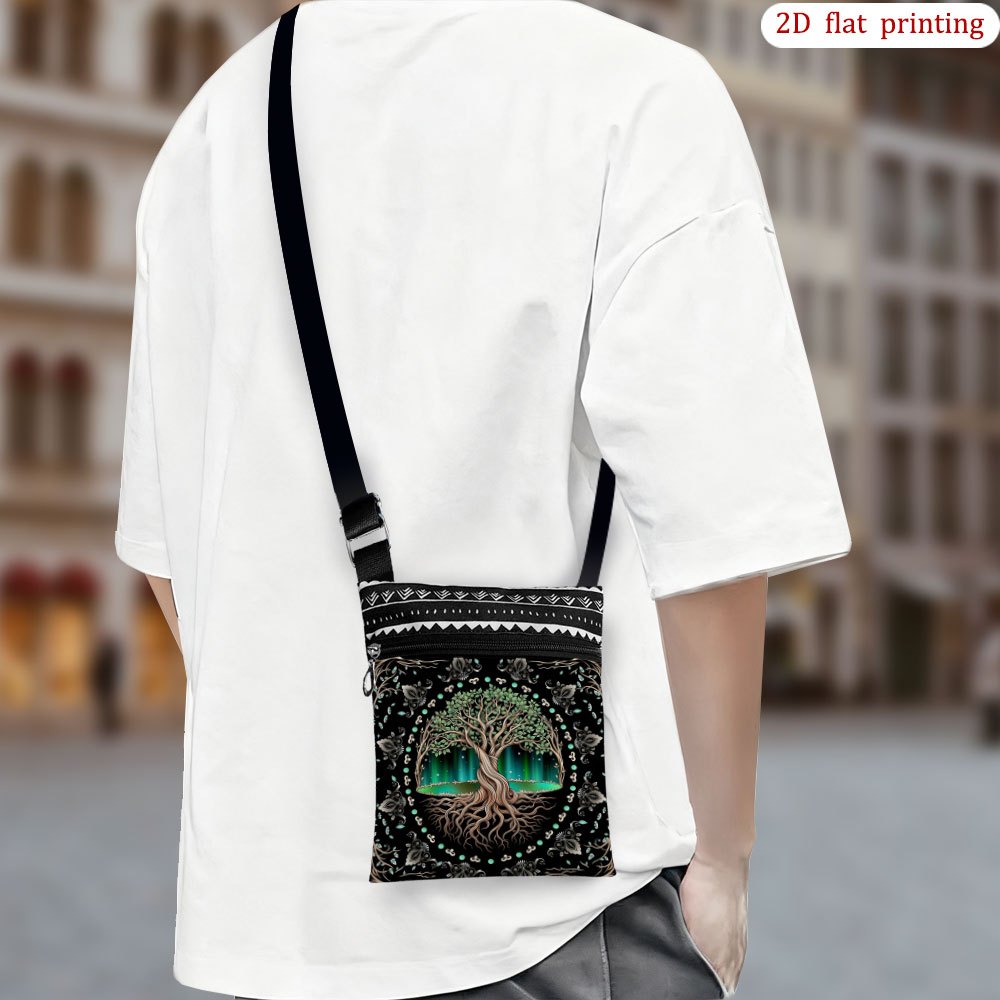 E-shop 1 Stück Nordischer Baumwurzel Umhängetasche - Lässige, langlebige Stoff-Handytasche mit verstellbarem Gurt, leicht für Reisen & , geeignet als