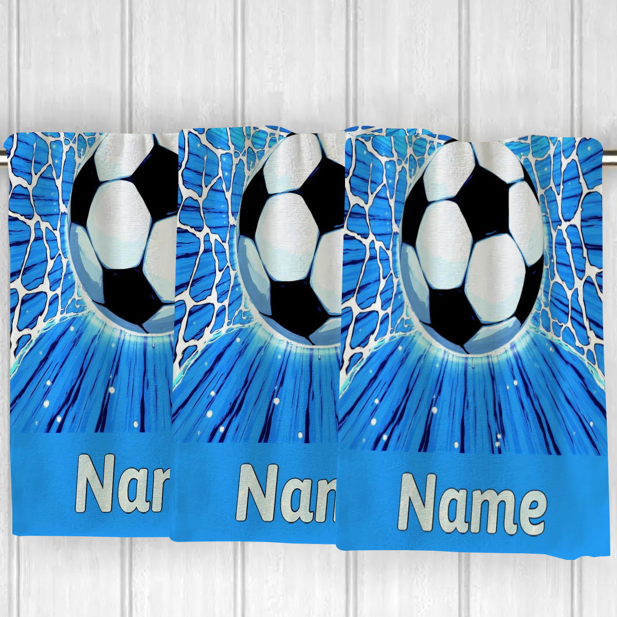 TEMU 1pc Custom Name Towel, Football Pattern Cartoon Anime Fingertip Towel, Striped Design, Bathroom Towel, Absorbent Quick-dry Towel, Nordic
