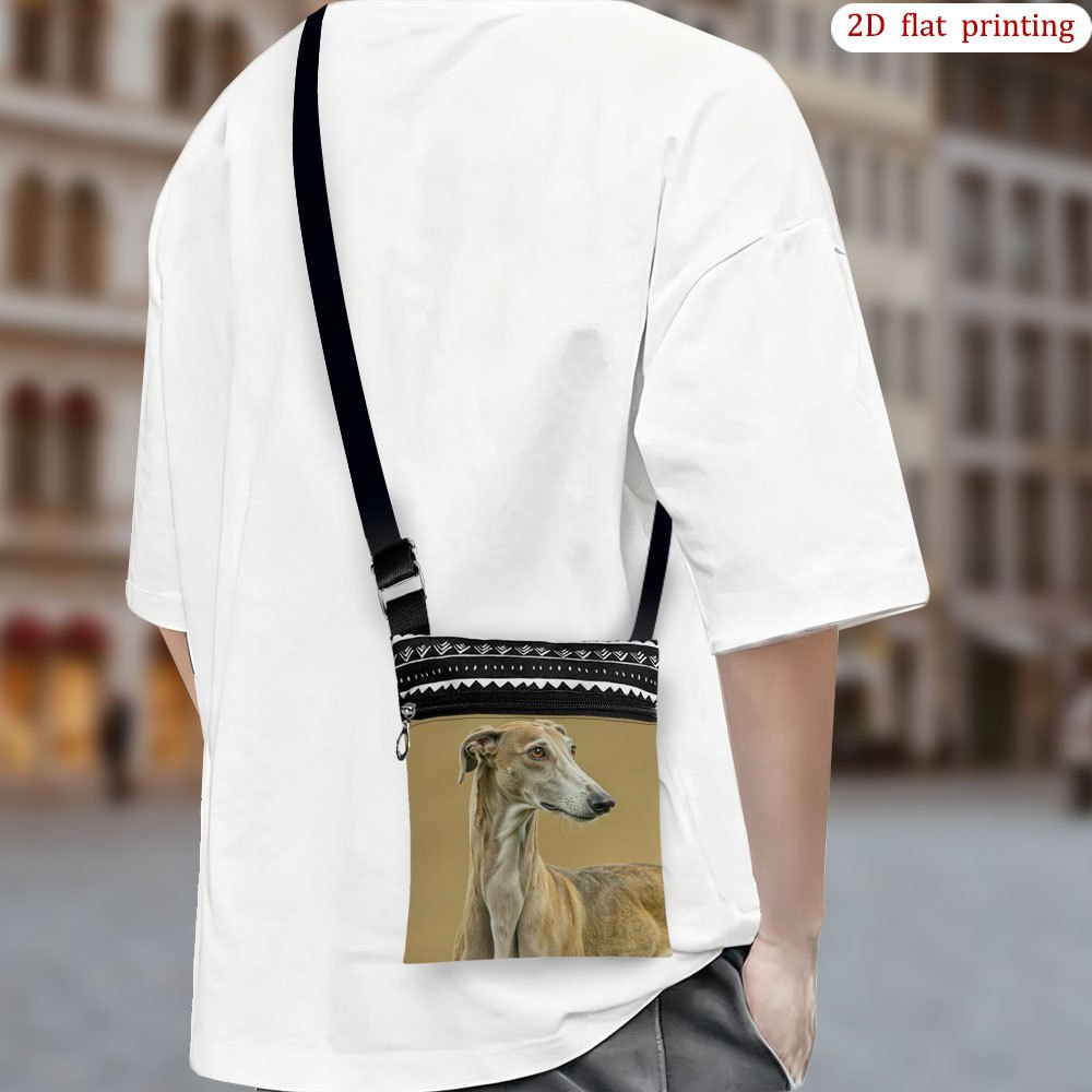 TEMU 1pc [2d Flat Printing] Crossbody Bag Featuring A Greyhound Dog Portrait, Use. This Small Shoulder Bag, Made Of Mixed Color, Is An Ideal Gift For