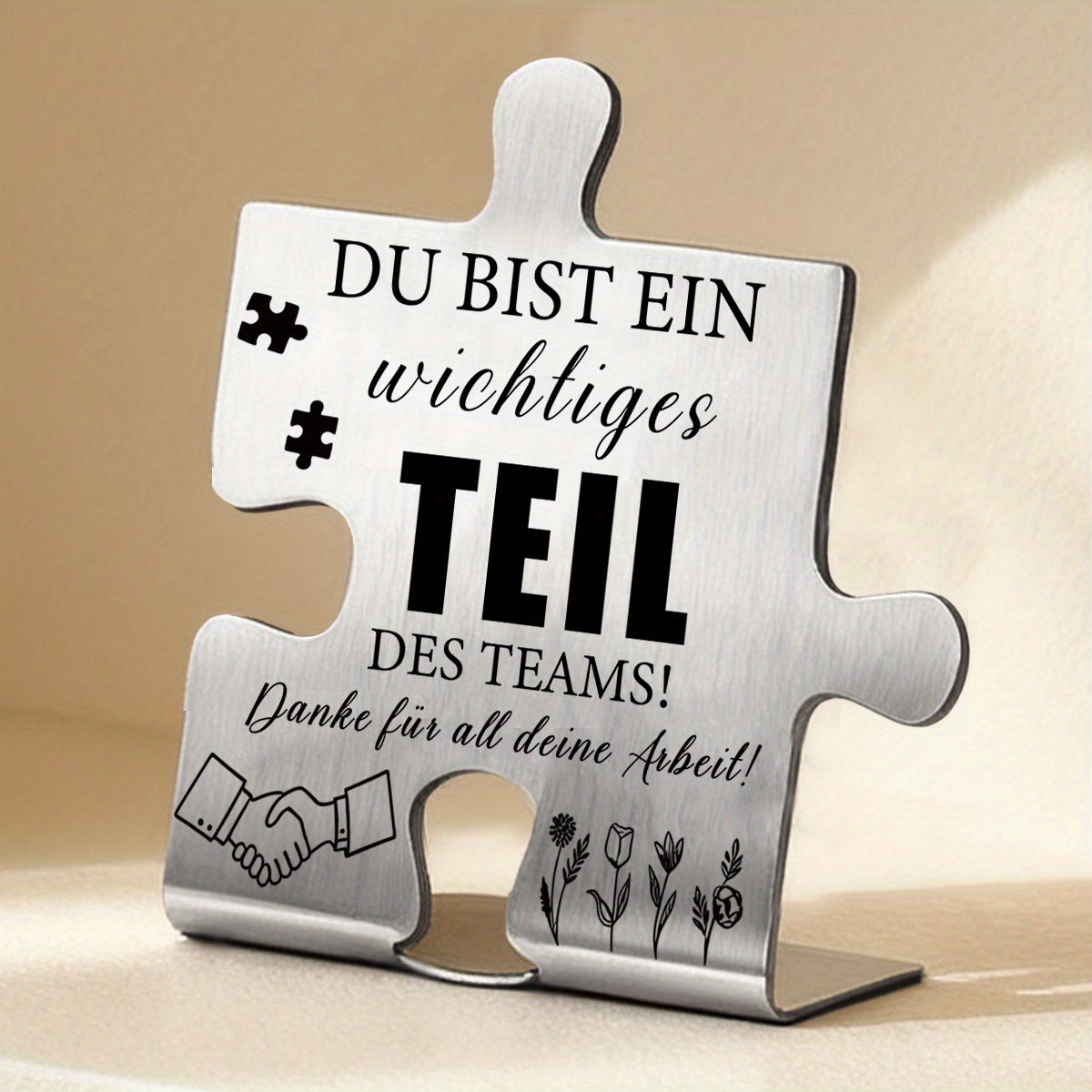 1pc German Puzzle, You're An Important Piece Of Puzzle Desk Sign, Stainless Steel Thank You Gift For Coworker Employee, Appreciation Plaque For Colleague Women Men, Work Office Decor For Birthday