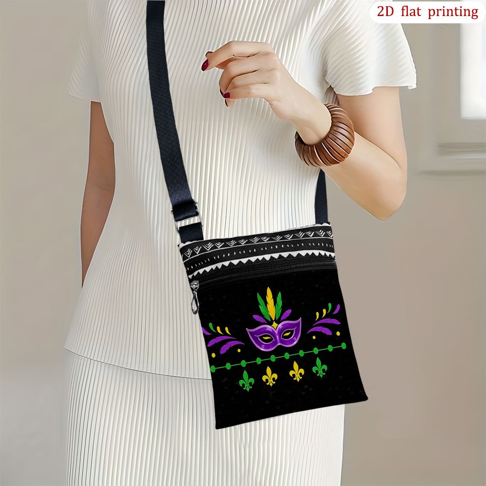 TEMU 1pc [2d Flat Printing] A Boat Crossbody Bag Daily Use, Mixed Colors Durable Fabric Small Shoulder Bag Gift For Small Business Presents Suitable