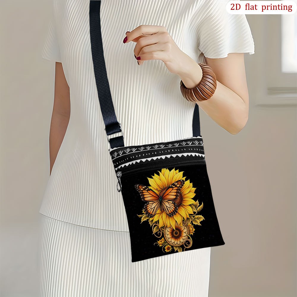 TEMU 1pc [ 2d Flat Printing] A Boat Crossbody Bag Daily Use, Mixed Colors Durable Fabric Small Shoulder Bag Gift For Small Business Presents Suitable
