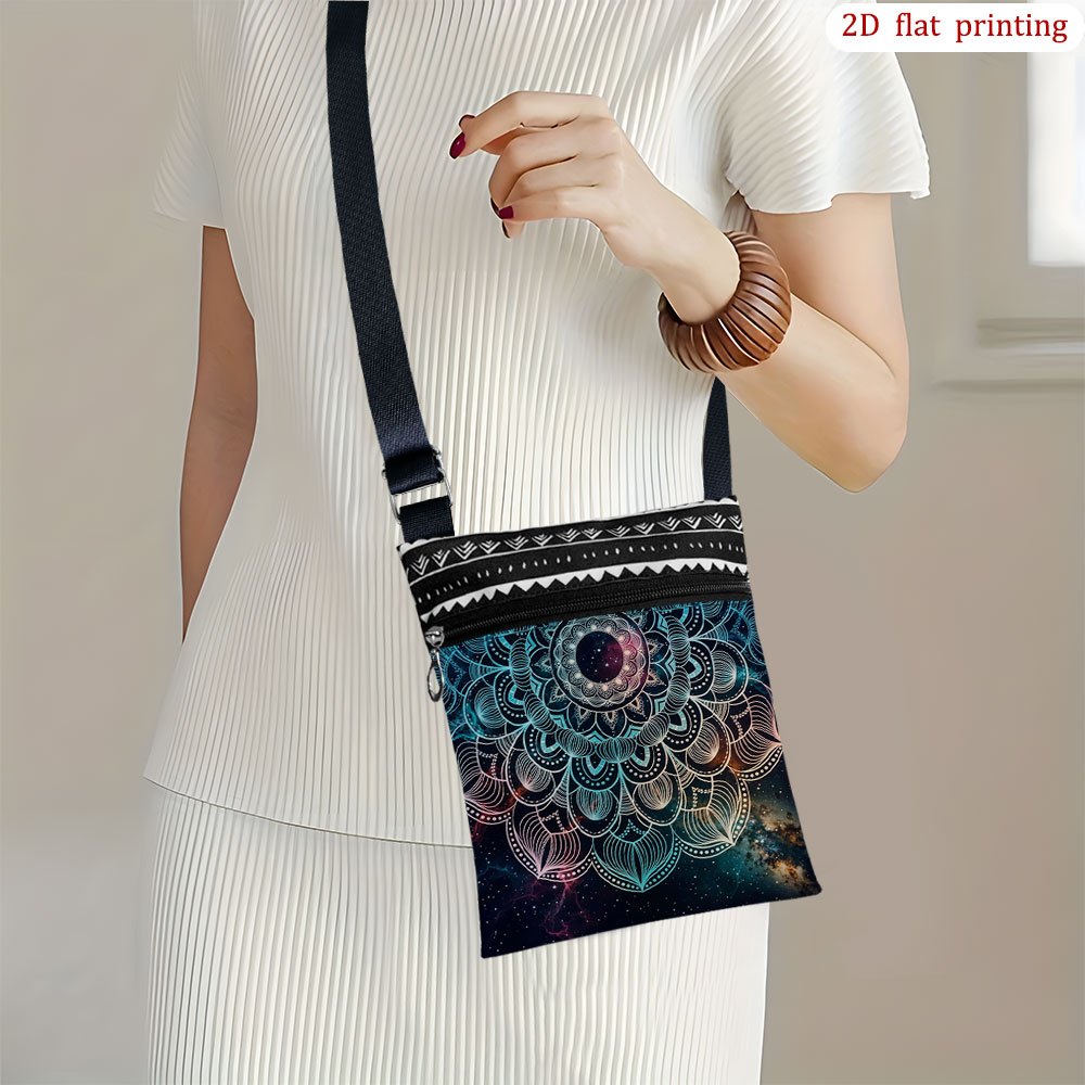 TEMU 1pc [ 2d Flat Printing] A Boat Crossbody Bag Daily Use, Mixed Colors Durable Fabric Small Shoulder Bag Gift For Small Business Presents Suitable