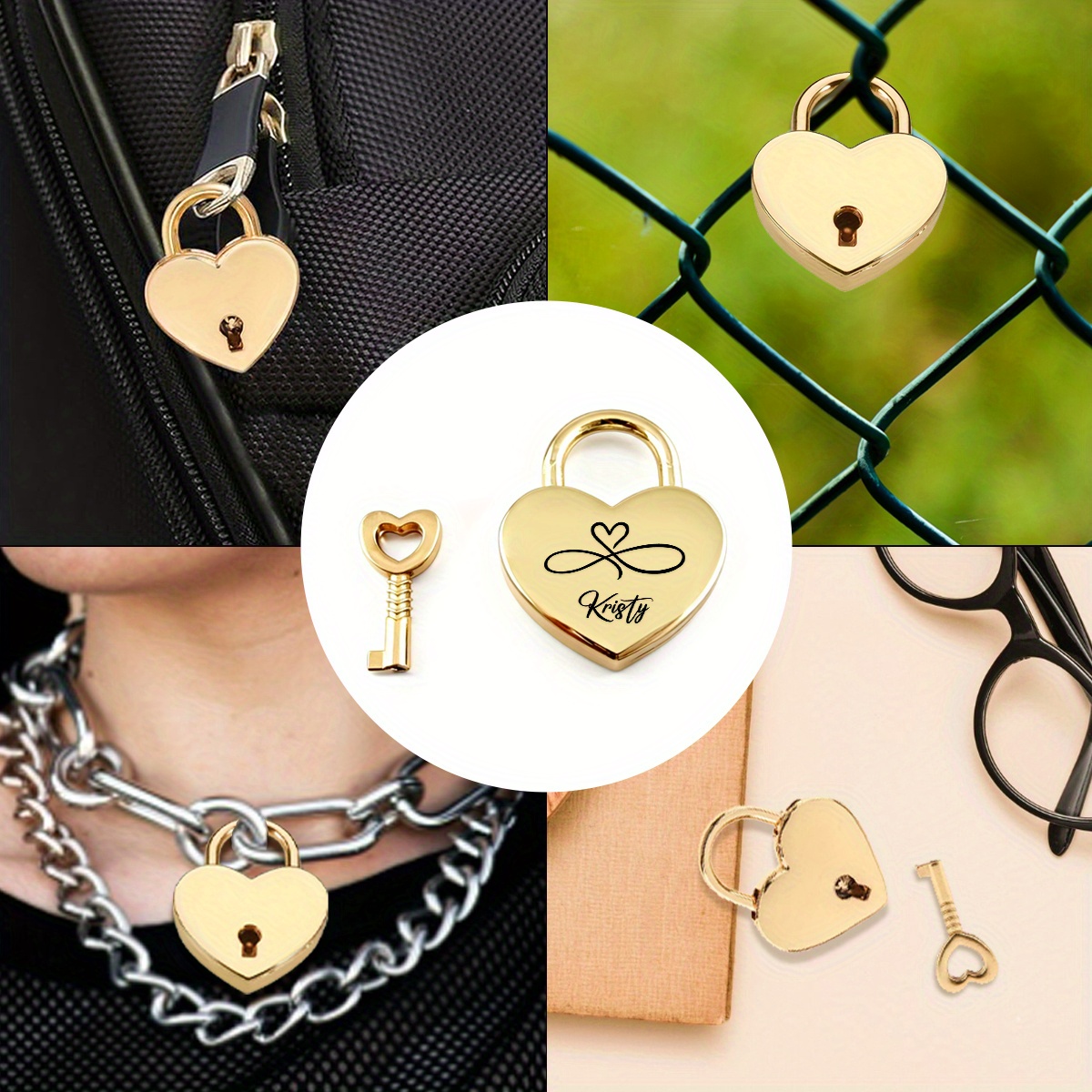 Infinity Heart Lock Customized Love Padlock for Engagements