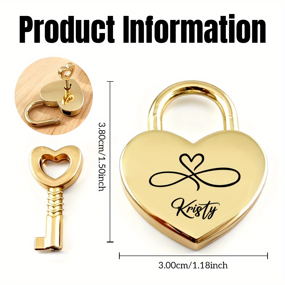 Infinity Heart Lock Customized Love Padlock for Engagements