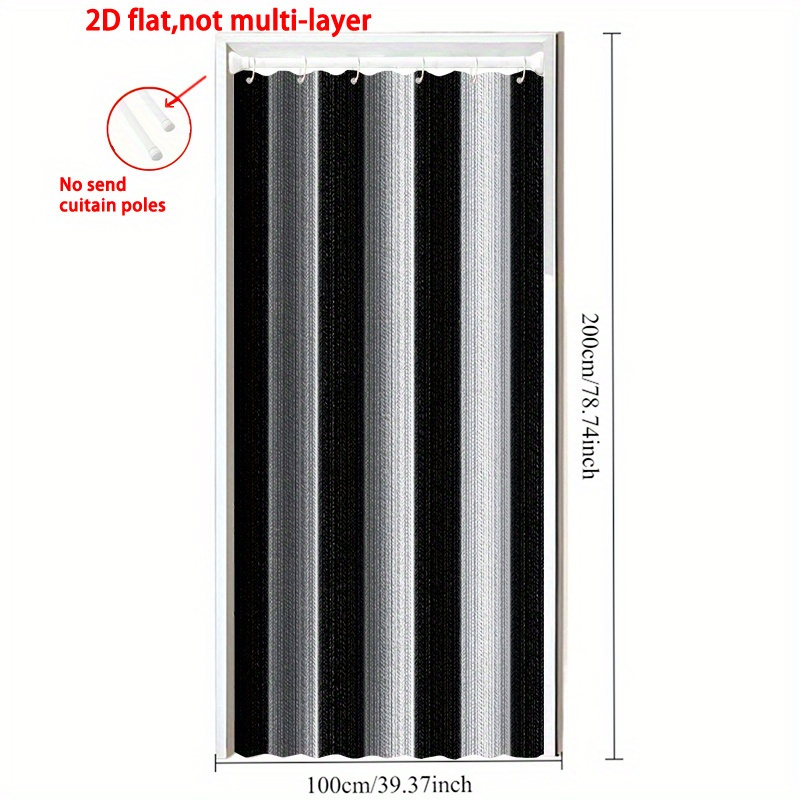 TEMU Elegant Door Curtains With A Striped Design For 2d Flat Printing, Featuring A Black And White Vertical Stripe Texture. Ideal For Partitioning