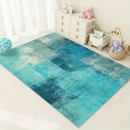 extra large turquoise blue turquoise abstract area mat plush soft mat with non slip backing machine washable mat for living room bedroom office