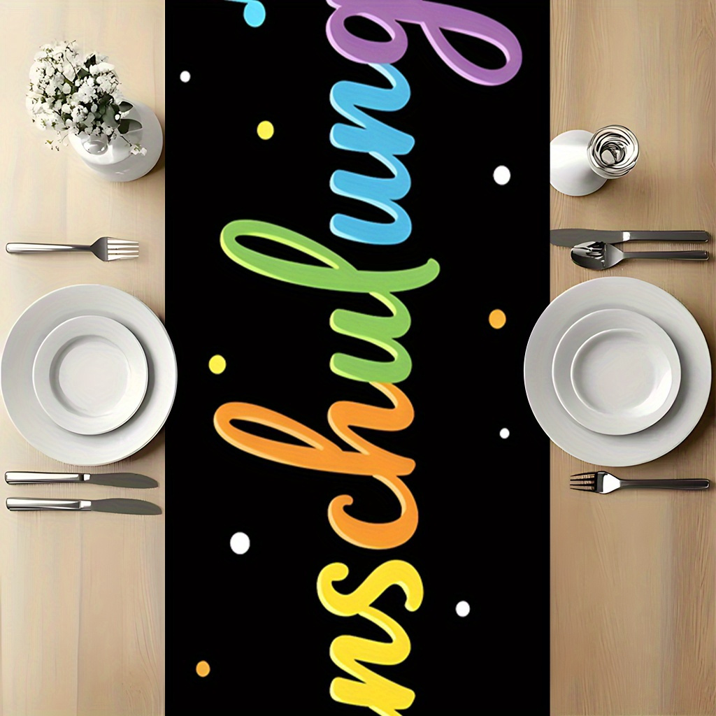 TEMU Table Runner 1pc, School Theme Image, Suitable For Kitchen And Dining Room Decor, Perfect For Home Parties And Indoor/outdoor Dining, An Elegant