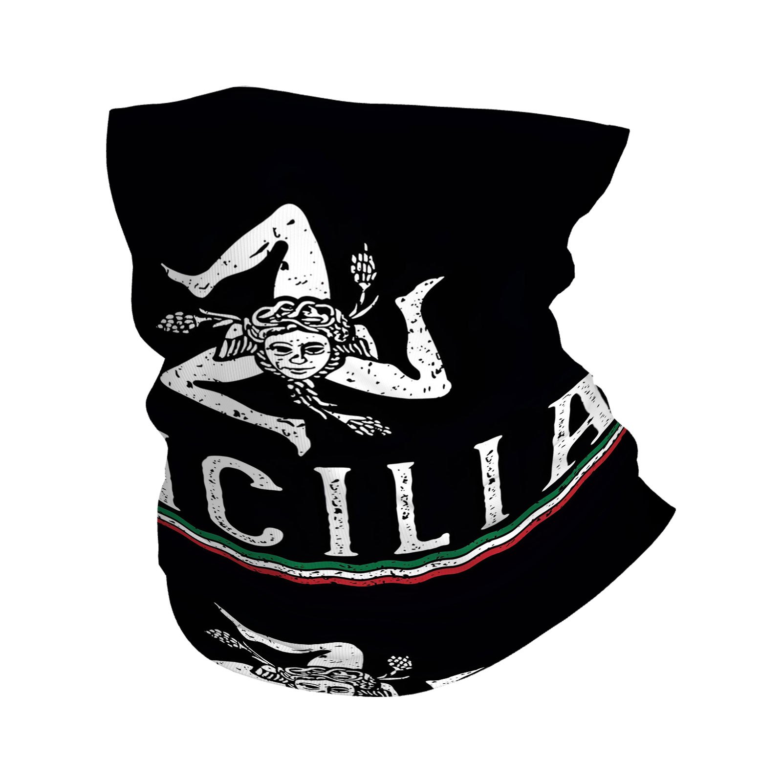 TEMU Sciarpa con stampa di 1 siciliano, Trinacria, colori , maschera multifunzionale e scaldacollo, foulard unisex, riunioni di famiglia, festivi,
