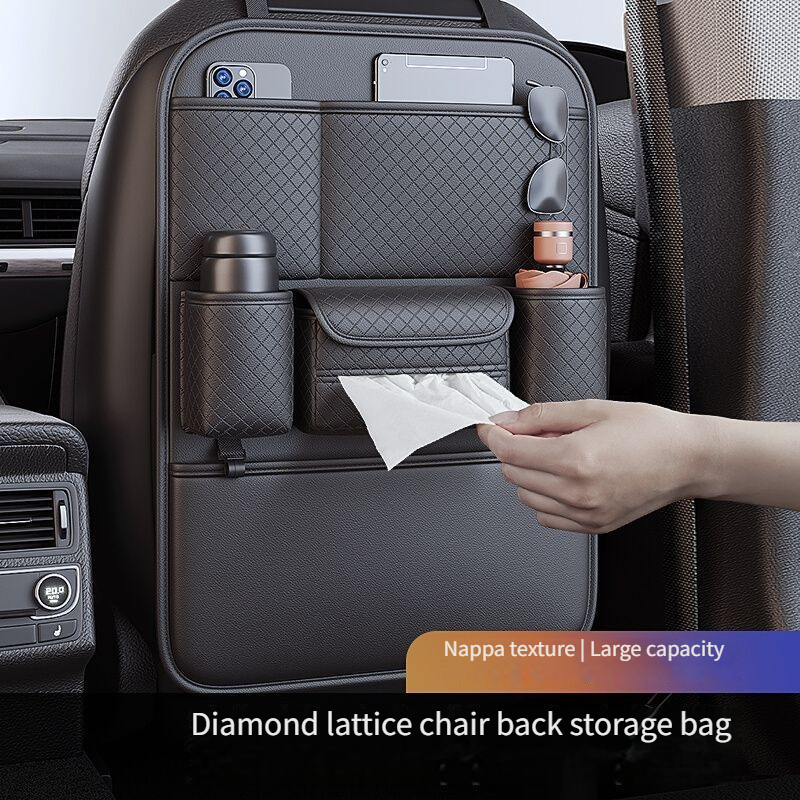 1pc Front and Rear Car Seat Back Organizer with Two Cup Holders, Car Tissue Box, and Multi-functional Storage, Convenient Rear Row Storage, PU Leather, Kick-Proof, Easy to Clean 9 1pc Front and Rear Car Seat Back Organizer with Two Cup Holders, Car Tissue Box, and Multi-functional Storage, Convenient Rear Row Storage, PU Leather, Kick-Proof, Easy to Clean