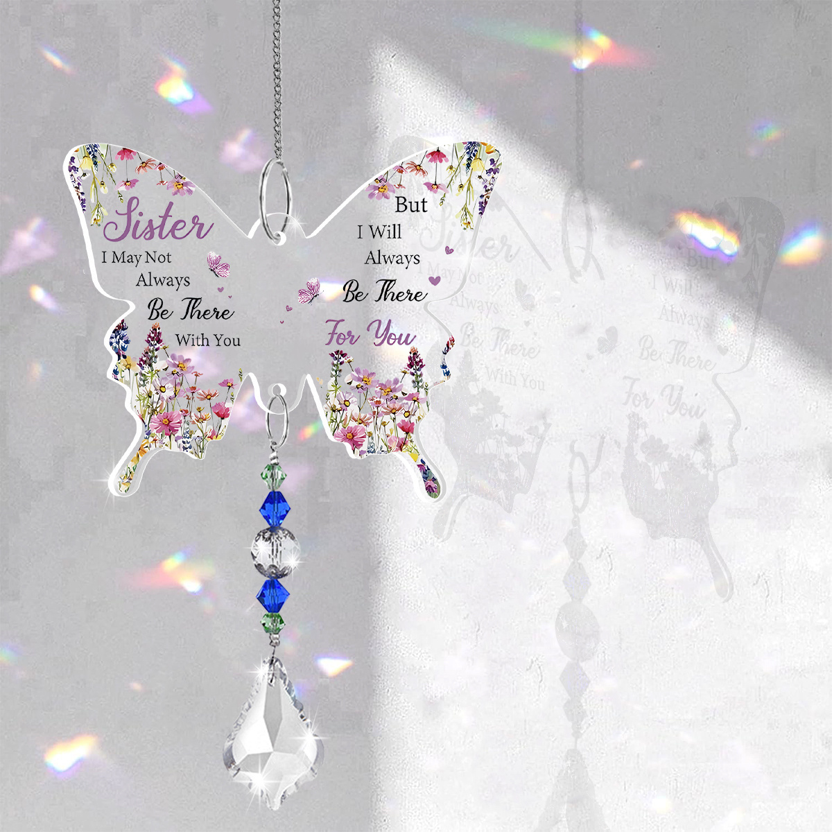 TEMU 2d Flat, 1pc Crystal Suncatcher Ornament - Elegant Hanging Pendant With Crystal Beads/-catching Design, Suitable For Christmas, Valentine's, New